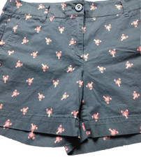 Nautica Women's Casual Shorts With 4 Pockets Black with Pink Lobsters Size 8