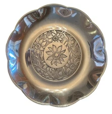 Gorham Pewter Metal 14" Serving Platter Daisy Sun Flower Pattern