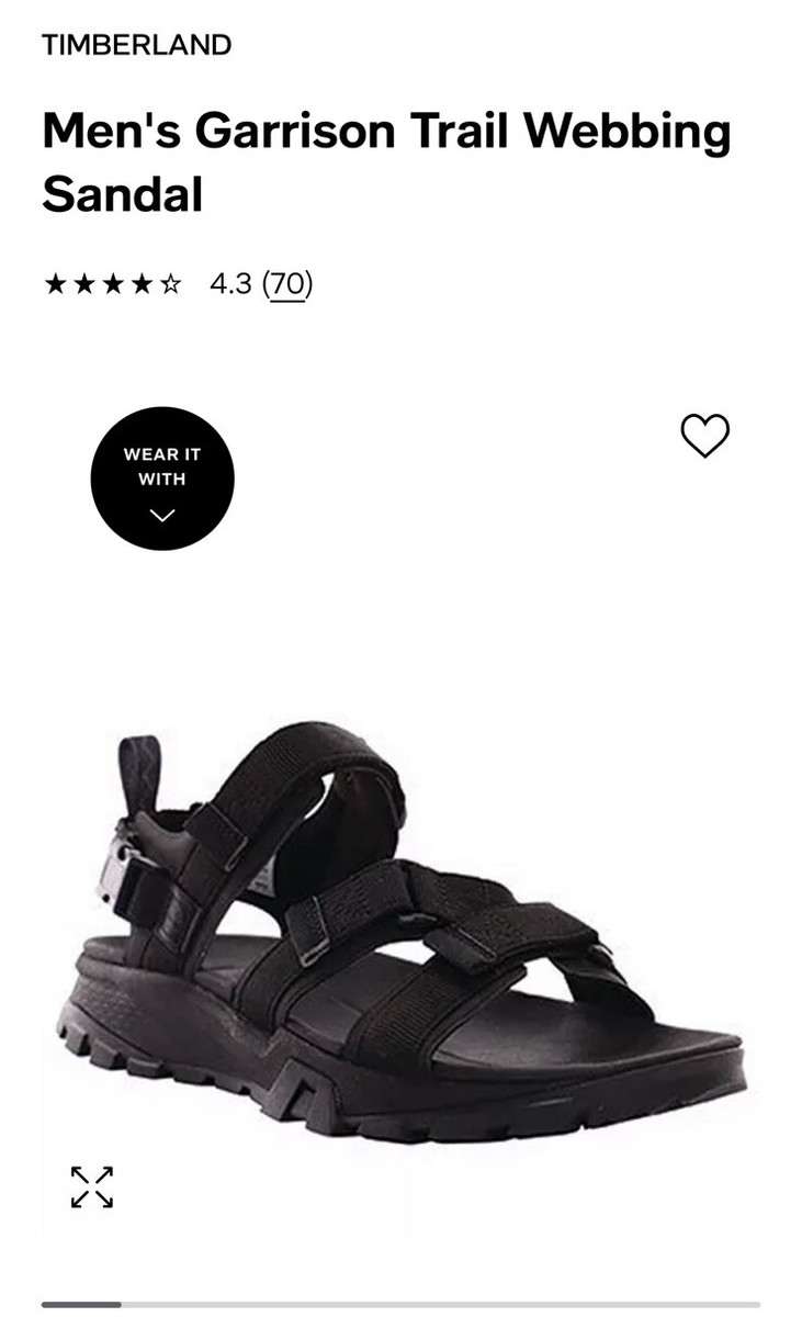 Timberland Garrison Trail Strap Sandal Blackout Webbing New Size