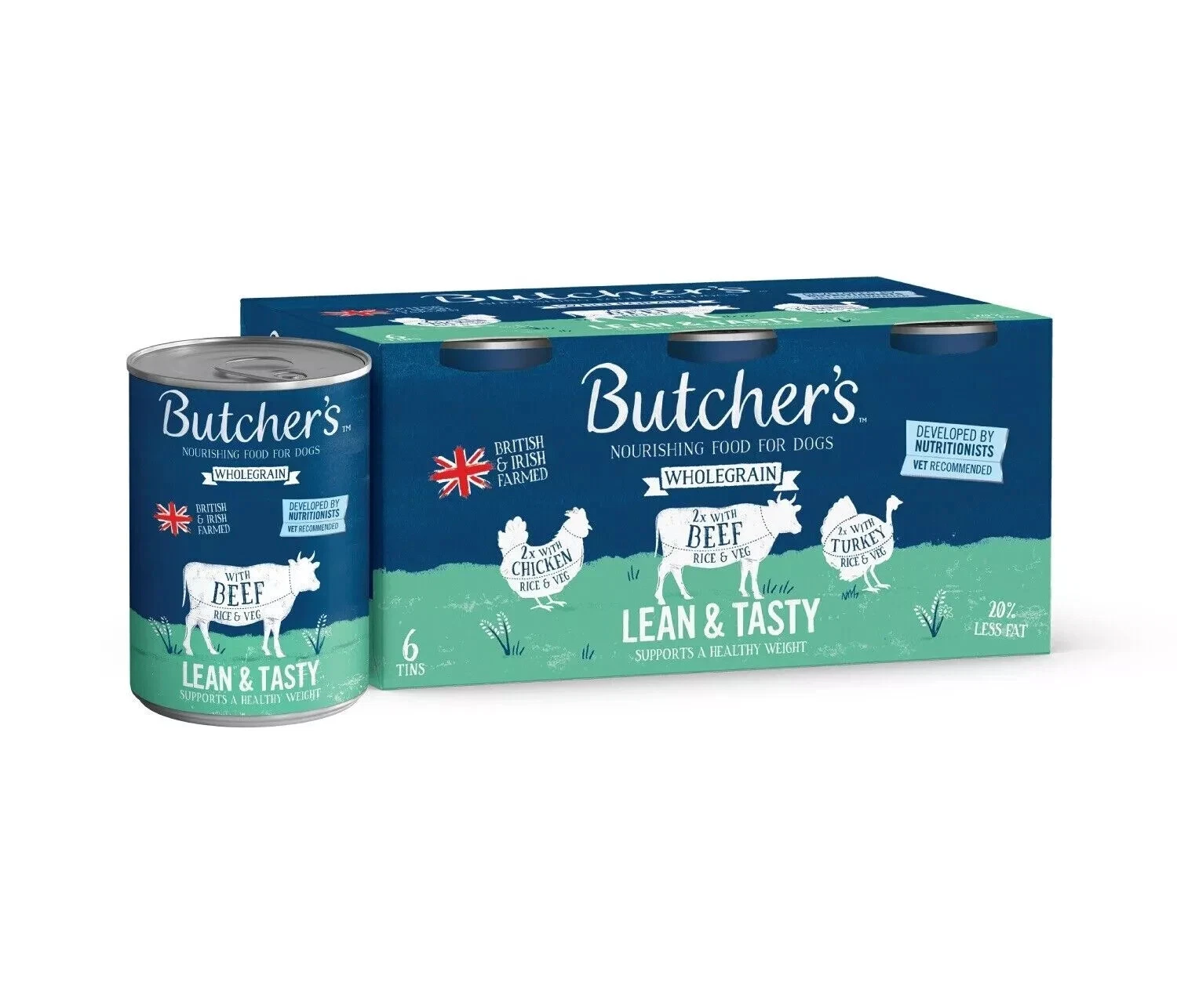 Butcher's Wholegrain Lean & Tasty Tins 6 x 390g - Dog Food Tins