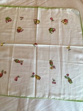 Lovely Vintage 100 Silk Woman s Hanky Tea Pots Flowers Fruit Vases Hand Rolled