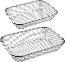 2er Set Backofen Edelstahl Grillkorb Grillgit...