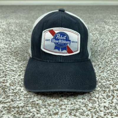 Pabst Blue Ribbon Hat Cap Snap Back Mens One Size Blue Trucker Mesh PBR Beer