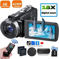 4K 42MP Videokamera Camcorder 18X Digital Zoom 3'' 270° Video Camera & LED-Licht