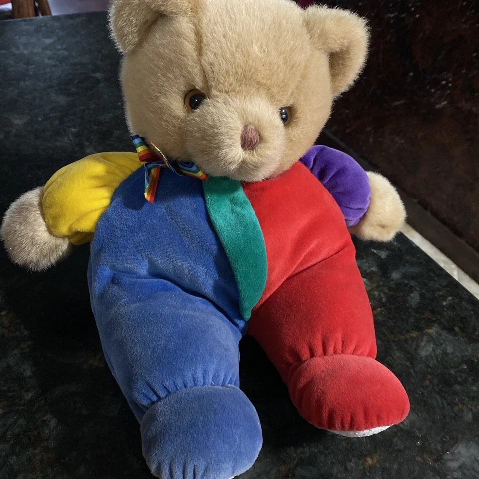 Винтажный Eden коричневый плюшевый медведь основные цвета красный зеленый синий желтый плюшевая набивка - Изображение 2 из 4