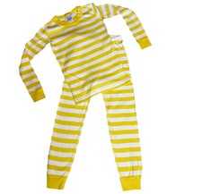 HANNA ANDERSSON ORGANIC COTTON YELLOW WHITE STRIPE PAJAMAS US SIZE 5 LONG SLEEVE