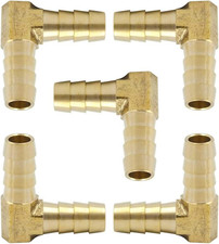 Brass Hose Barb 90 Degree Elbow 3/8" Barbed X 3/8" Barbed Fitting  Pack of 5 