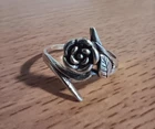 Vintage 925 Sterling Silver Rose Flower Floral Ring size 9