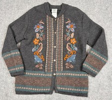 Laura Ashly Womens Embroidered Floral Wool Knit Cottagecore Folk UK10 MED