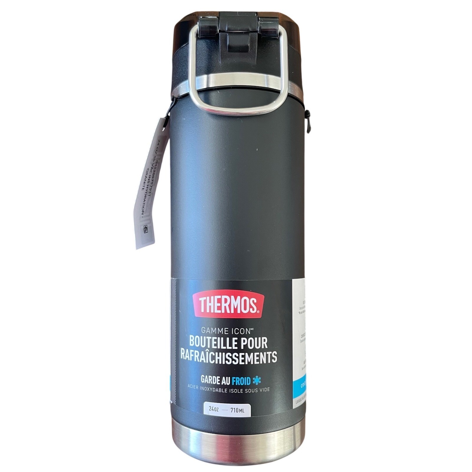 Icon Black Stainless Steel Vacuum Insulated Hydration Bottle 24 Oz New