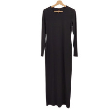 Quince Women Long Sleeve Knit Maxi Dress TRUE Black Basic Sleeved M