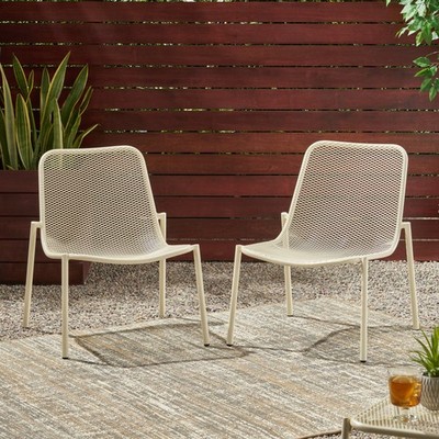 Unbranded Iron Stacking Chairs w/ Waterproof Coated Frame - White