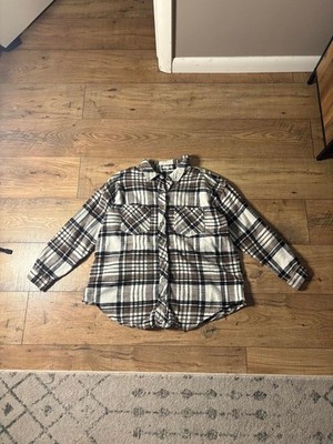 Cozy Brown and Cream Plaid Button-Up Shirt Men's Large