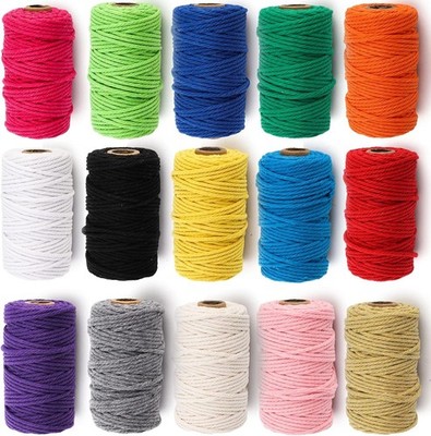 ZEAYEA 15 Rolls Macrame Cord, 3Mm X 480 Yards Natural Cotton Macrame Rope, 4-Str