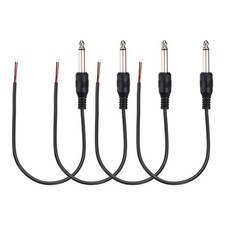 4 Pcs 0.98ft 6.35mm 22AWG 2 Pole Male Plug to Bare Wire Jack Cable,Black