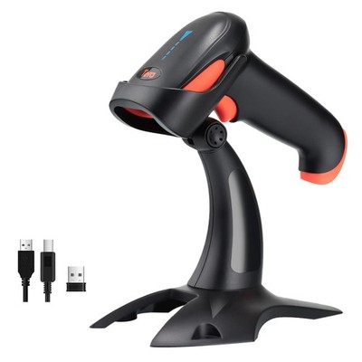 Barcode Scanner Wireless 1D 2D QR with Stand: Battery Level Indicator 3 in 1 ...