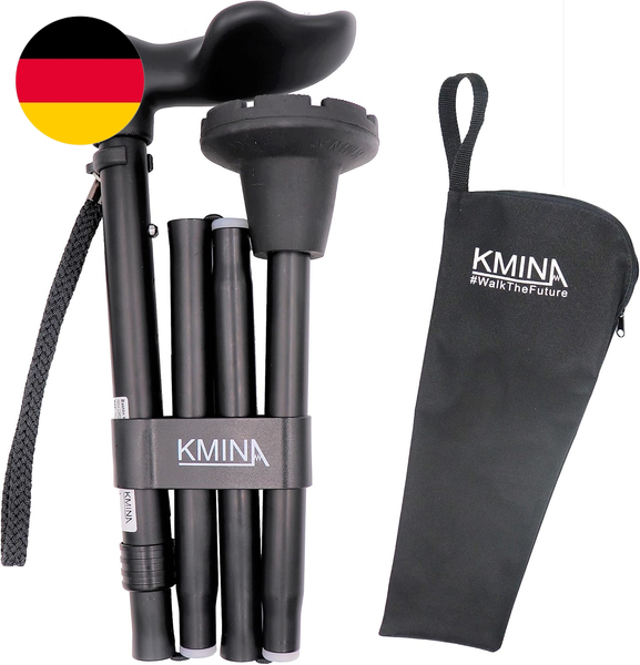 Kmina Gehstock Klappbar Mit Ergonomischem Griff Rechts, HöHenverstellbarer Spazi-image