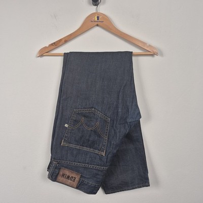 Edwin ED-55 Jeans Mens W32 L32 Blue Relaxed Fit Denim Japanese Brand 