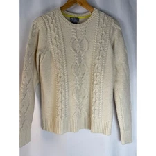JCP Cream Wool Blend Cable Knit Sweater Women's Size Medium