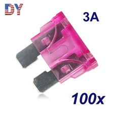 100Pcs 3 Amp ATC/ATO Standard Regular Fuse Blade 3A for Boat Marine