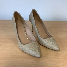Lipsy London Ladies High Stiletto Heel Shoes Gold Sparkle Size UK 5 EU 38