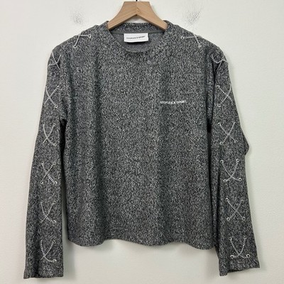 The Kooples x Sport Chain Sleeve Sweater Heather Gray Size 1 Small