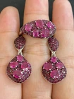 NATURAL  RUBY RUBY  STERLING SILVER 925 RING EARRING
