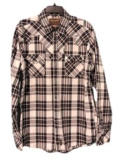 Wranglers Retro Snap Up Shirt Black Whit Western Style Cowboy Long Sleeve Sz LT