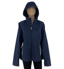 Jack Wolfskin Women Navy Blue Cotton Blend Hooded Jacket Size M
