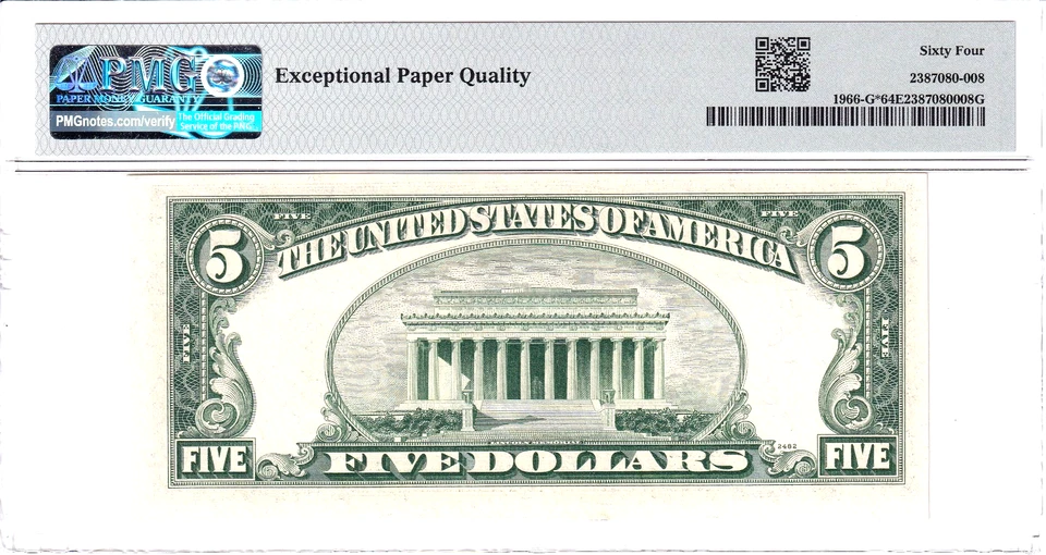 1950-E $5 Federal Reserve Note Chicago **STAR** PMG 64EPQ #G20632223* - Image 2 of 2