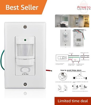 Motion Sensor Light Switch White 110V 180 Degree Occupancy Wall Sensor