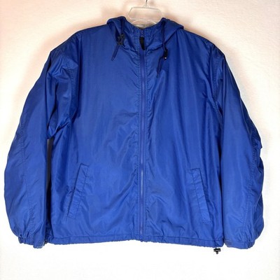 Men s Team Jacket Blue Large Hood Full Zip Jersey Knit Lining Port Authority