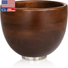 Premium Walnut Wood Mixing Bowl   5 Quart   Compatible with 4.5  5 Qt Tilt-Head