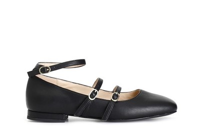LEDER BALLERINA MIT 3 SCHNALLEN