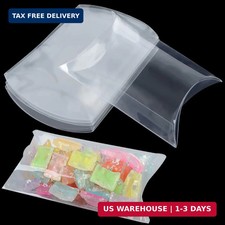 45 PCS 5.51 x 3.54 x 1.18 Inch Clear Plastic Pillow Gift Boxes Candy Treat Gift
