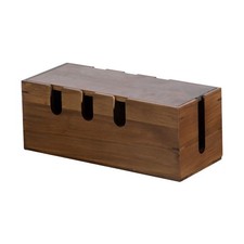 Large Cable Management Box, Wooden Cord Hider Desk Organizer, Power Strip and