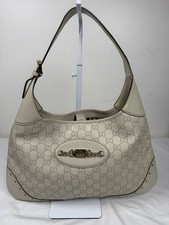 Autentica borsa a tracolla Gucci GG Guccissima Pelham Hobo crema pelle morso di cavallo