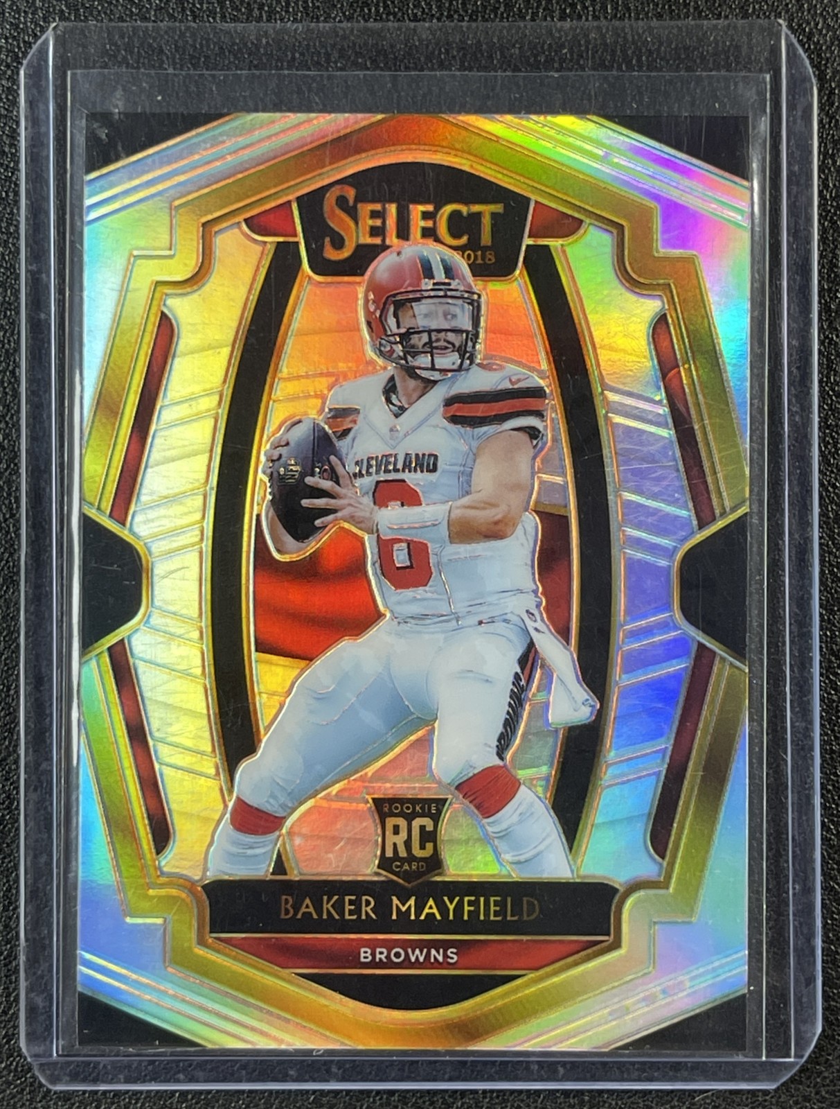 BAKER MAYFIELD 2018 PANINI SELECT #143 ROOKIE SILVER PRIZM RC PREMIER LEVEL