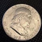 1948 Franklin Half Dollar AU About Uncirculated 90% Silver Estate Coin InCapsule