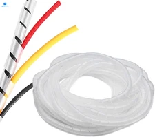 Spiral Cable Wrap - 45 Ft 1/4" Wire Cord 1/4 Inch-45Ft, White 