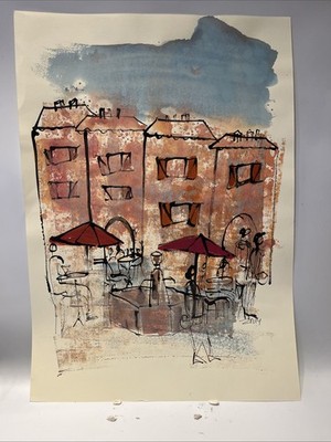 Südfrankreich Provence Gordes1 59x42cm original signiert Zeichnung Aquarell