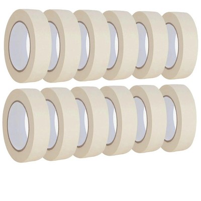 Masking Tape 1 inch 12 Pack, Adhesive Painting Tape Bulk for General Purpose Use