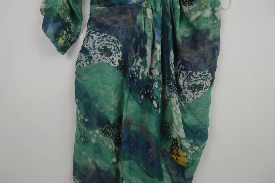 Mini Vestido Catherine Malandrino Multicolor Geométrico Un Hombro Talla 2 Foto 3 de 4