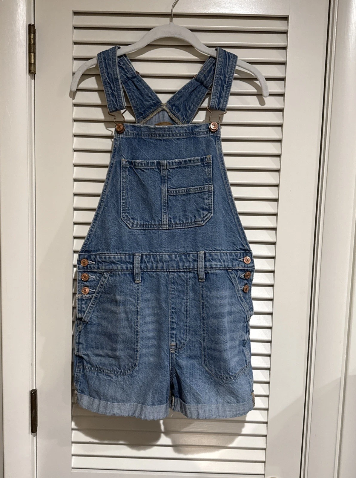American Eagle Denim Tomgirl Shortall Overalls Relaxed Womens M Medium