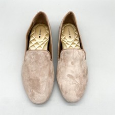 Birdies Womens 8 The Starling Smoking Slippers Tan velvet Loafers Preppy office