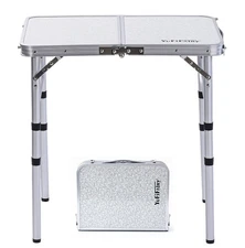 Small Folding Table Portable 24''LX16''W Foldable Camp with 3 Adjustable Height