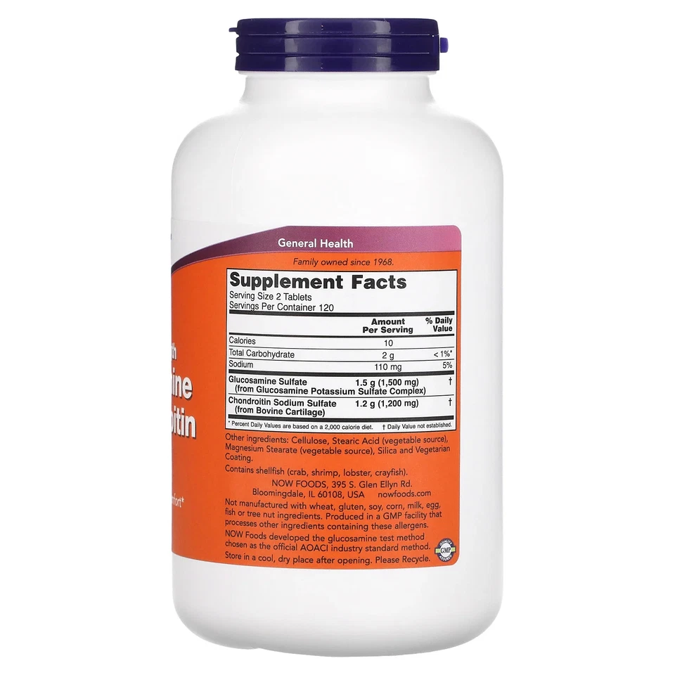 Now Foods Glucosamina Condroitina Extra Fuerza 240 Comprimidos Calidad GMP Foto 2 de 2