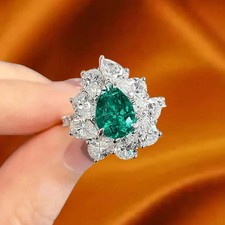 5.50Ct Natural Emerald & Diamond Solid 950 Platinum Engagement Luxury Ring