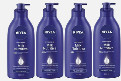 Nivea Milk Nutritiva Body Corporal Cream NIVEA - 4PK (1000 ML Each)