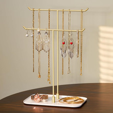 Necklace Holder Jewellery Stand Organizer for Necklaces and Bracelets, Metal Dis
